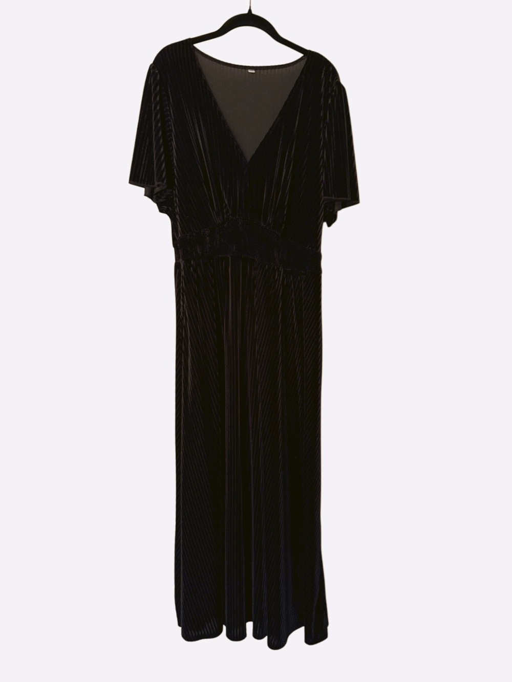 Elegant Black V-Neck Velvet Maxi Dress